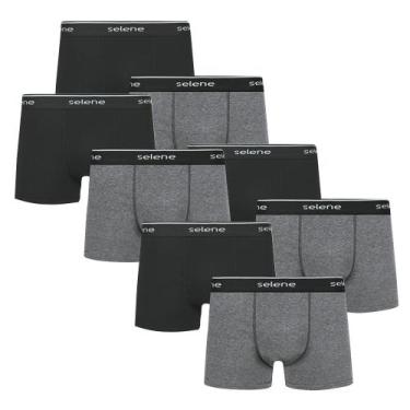 Imagem de 8 Cuecas Boxer Box Selene Em Algodão Cotton, Preto, Cinza, P