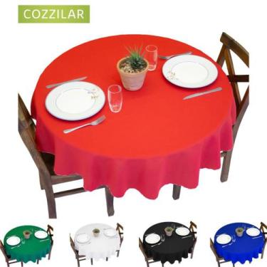 Imagem de Kit 10 Toalhas de Mesa Redonda 4 Lugares Lisa - Cozzilar, Vermelho