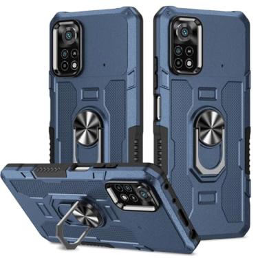 Imagem de Sidande Capa para Poco X4 Pro 5G, 2201116PG, suporte de suporte resistente, suporte magnético embutido para carro, à prova de choque, capa protetora para celular para Xiaomi Poco X4 Pro 5G azul