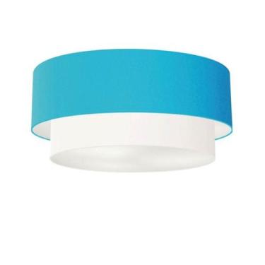 Imagem de Plafon Para Quarto Cilíndrico SQ-3064 Cúpula Cor Azul Turquesa Branco 