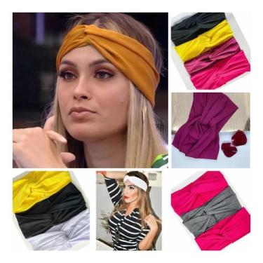Imagem de Kit 05 faixas turbante aberto headband skin care atacado sortidos