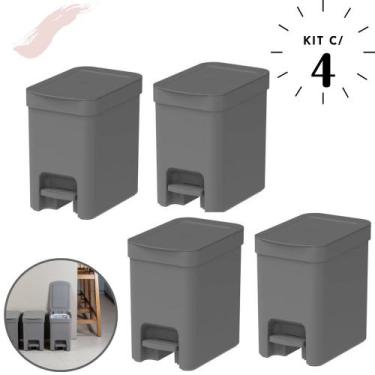 Imagem de Kit com 4 unidades de Lixeira Com Pedal Capacidade 6 Litros Compacta L