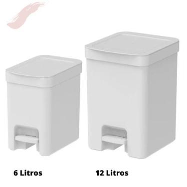 Imagem de Kit Lixeiras de Pedal 6 e 12 Litros Lixo Orgânico e Seletivo Linha Tri