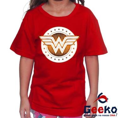 Imagem de Camiseta Infantil Mulher Maravilha 100% Algodão Wonder Woman Geeko, Ve
