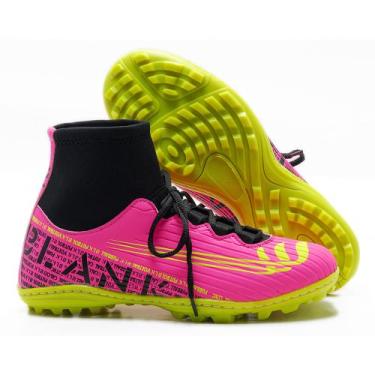 Imagem de Chuteira Society Botinha Pink com Solado Costurado Blank Star 34 ao 44