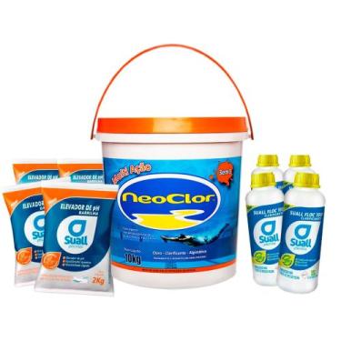 Imagem de Cloro p/ Piscina 10kg 3em1 +4 barrilha 2kg +4 clarificante 1lt - NEOCL