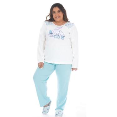 Imagem de Pijama feminino para o inverno plus size TRADICIONAL Victory, 48, Azul