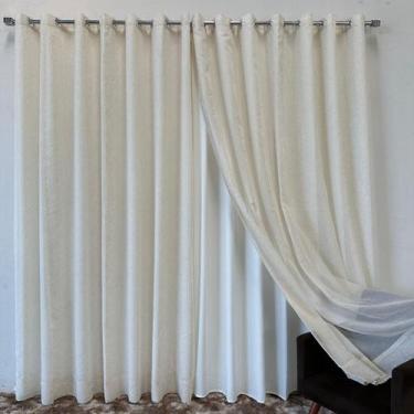 Imagem de Cortinha De Gase Linho Com Forro Microfibra Alto Padrão Medida 3,00x2,