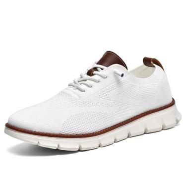 Imagem de Wearbreeze Tênis Oxford masculino casual de negócios – Sapatos sociais leves com cadarço para trabalho, viagens e deslocamento diário, Branco, 47