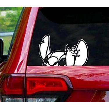 Imagem de Skyline Designs Lilo & Stitch Adesivo de decalque de vinil divertido para carro, caminhão, SUV| Laptop|Adesivo de janela branco 14 cm