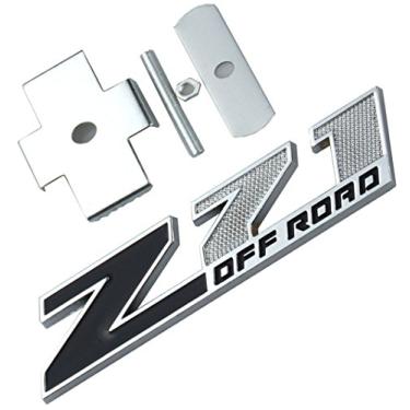 Imagem de Aimoll 1 peça grade (pequena) Z71 off emblema substituição para GM Chevrolet Silverado 2500hd 3500hd Sierra (preto cromado)