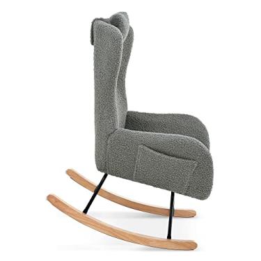 Imagem de Fuhomtre Cadeira de balanço moderna com apoios de braço de altura ajustável encosto de cabeça cadeira de sofá individual com almofada grossa (66,38 L x 87 cm P x 91,5 cm A) cinza tamanho único