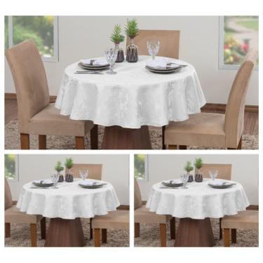 Imagem de Kit 3 Toalhas De Mesa Luxo Redonda 4 Lugares Sala Jantar Jacquard - Ra