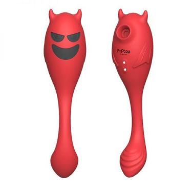 Imagem de Vibrador com Sugador 8 Vibrações - The Devils Kiss Intimate - Poptoy, 