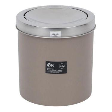 Imagem de Lixeira De Banheiro Basculante Inox 5,4l - Brinox, Marrom
