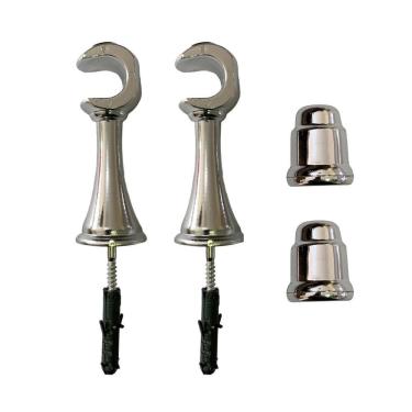 Imagem de Kit 2 Suporte Para Varão Cortina Com Ponteira 19Mm Cromado
