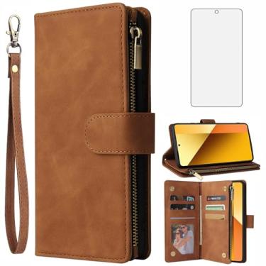Imagem de Asuwish Capa carteira compatível com Xiaomi Redmi Note 13 Pro 5G, protetor de tela de vidro temperado e capa flip de couro, suporte para cartão, acessórios de celular TPU, capas de telefone para