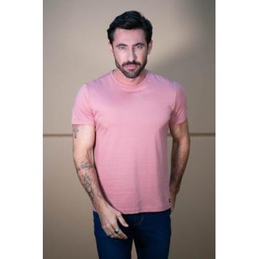 Imagem de T-shirt Masculina Malha Pima              - Hard Denim, Rosa, GG