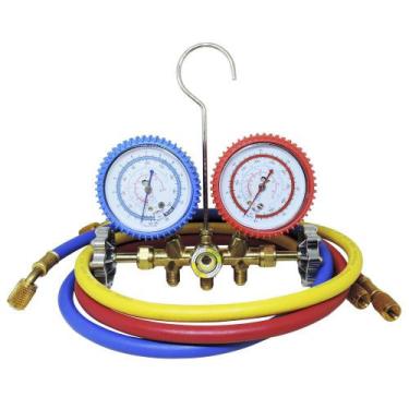 Imagem de Conjunto Manifold Gás R12 R22 R134a R404a Com Visor Mangueira 90cm ET6