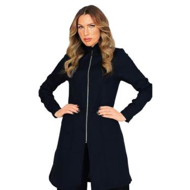 Imagem de Jaleco Zíper Acinturado Feminino Manga Longa Medico Dentista Esteti Ev