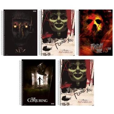Imagem de Kit 5 Caderno Terror Horror Arame 80 Folhas Capa Dura - São Domingos
