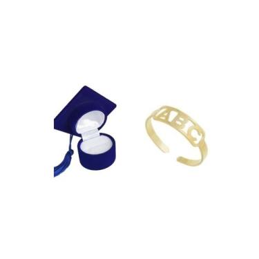 Imagem de Anel ABC formatura infantil Capelo Azul banho de Ouro 18k - Joias Dani