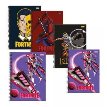 Imagem de Kit 5 Cadernos Fortnite Espiral Capa Dura 96 Fls Fortnite - Foroni, Fo