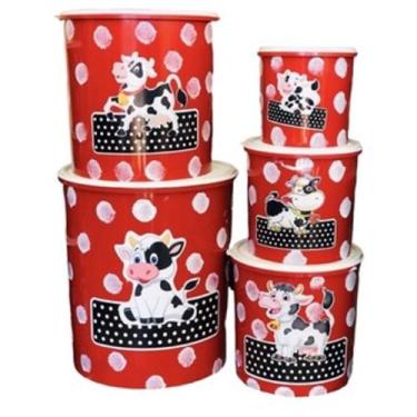 Imagem de Conjunto 5 pecas/potes/vasilhas para mantimentos plastico - RDR, Verme