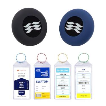 Imagem de SWATOM Suporte de relógio medalhão Princess Cruise, 2 peças, acessórios para guardar carnaval, oceano medalhão e etiquetas de bagagem de cruzeiro, suportes de PVC, 4 peças, 2023 e 2024, impermeável,
