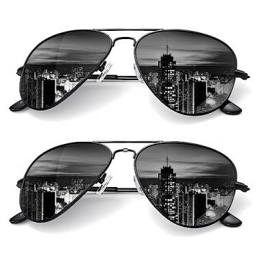 Imagem de KALIYADI Adulto Unissex Óculos de Sol Aviador Clássico para Homens E, Óculos de Sol para Dirigir, Lente Polarizada, Bloqueio Uv (2 Pacotes) 62 Mm