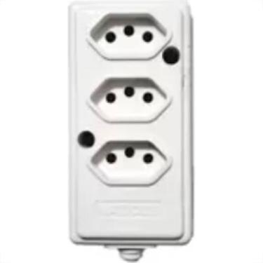 Imagem de Tomada Barra Naticon 2P+T. 10A. 3 Tomadas Branca