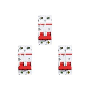 Imagem de Kit C/3 - Disjuntor Steck Din Bipolar 50A Sd62 3Ka