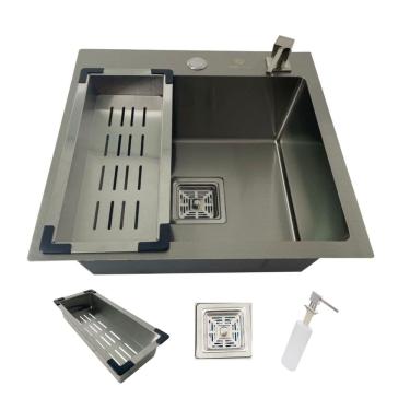 Imagem de Cuba Gourmet Quadrada Aço Inox 304 Escovada 44X44 Acessórios