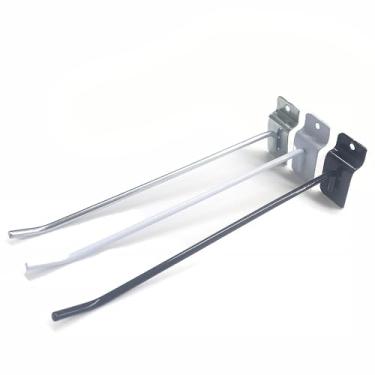 Imagem de 30 Ganchos Expositores para Painel Canaletado Aço Várias Medidas Organizador para Pendurar Ferramentas Cabos Capinha Celular (Branco, 15cm)