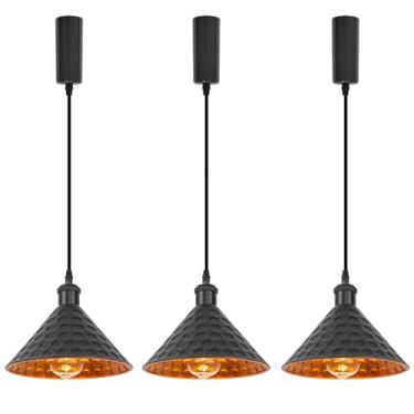 Imagem de Kiven Iluminação De Trilho Tipo H, Luminária Pendente De Trilho Moderno De Halo De 3 Luzes Com Enrolador De Cabo Integrado, Pingente De Trilho H Com Comprimento Ajustável Para Cozinha, Acabamento Pr