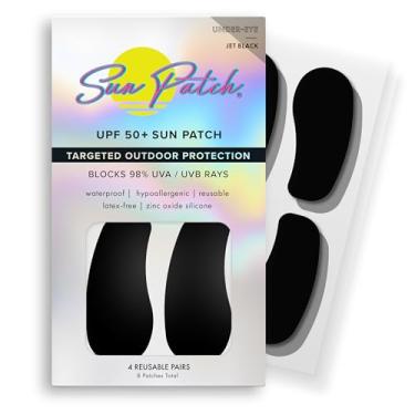 Imagem de Sun Patch , Protetor Solar Hipoalergênico Para Os Olhos, 100% Silicone, Proteção Uv Fps-50, Reutilizável, 1 Pacote/4 Pares, Preto