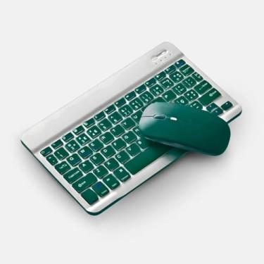 Imagem de Kit com Teclado Sem Fio Bluetooth Recarregável Com Mouse Para Tablet, notebook, pc e smartphones Novidade Não escorrega Recarregável Bateria Longa Duração- VERDE ESCURO