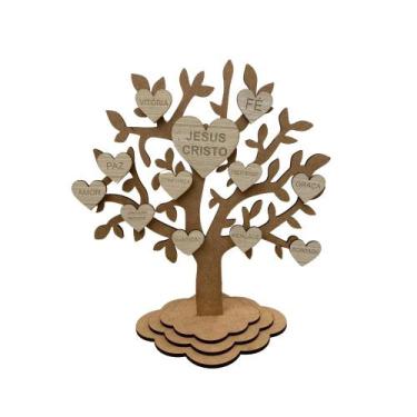 Imagem de Árvore da Vida com Palavras Religiosas Kit 5 Unidades Mdf Madeira - AT