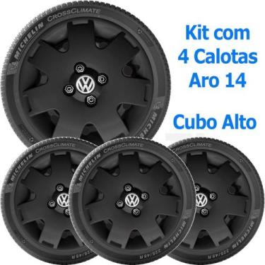 Imagem de 4x Calota VW GOL PARATI G3 G4 Aro 14 Cubo Alto Preto 061ca - Grid