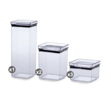 Imagem de Kit Potes Herméticos Paramount Empilhável Porta Mantimentos 6 Peças