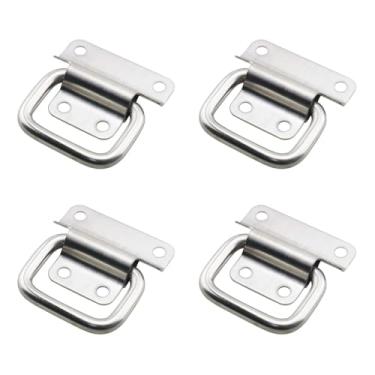 Imagem de TAODAN 4 peças de aço inoxidável 304 maçanetas de porta de armário dobrável de ferro de madeira com parafusos caixa de ferramentas trompete gaveta puxador de armário maçaneta de armário maçaneta de