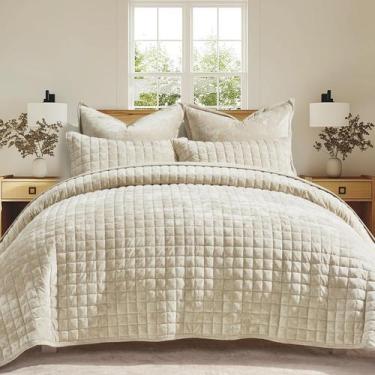 Imagem de Conjunto de edredões RECYCO Luxury Velvet King Size Bege com 2 capas