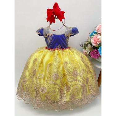 Imagem de Vestido branca de neve rendado princesa festa infantil luxo - LUXO KID