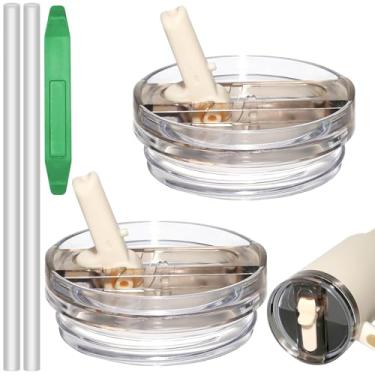 Imagem de Tampa de substituição à prova de vazamento para Stanley 1,134 g, tampa de canudo flip compatível com Stanley Cup 1,134 g, acessórios Stanley 1,134 g (bege + bege)