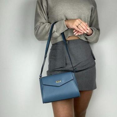 Imagem de Bolsa recuo em couro legítimo b.1035, Azul porcelana