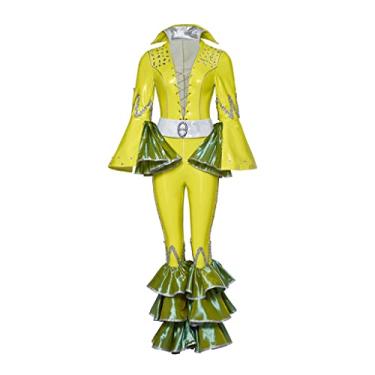 Imagem de LoliMiss Macacão feminino Mamma Mia Cosplay 1970 Dancing Discoteca (3GG, amarelo)