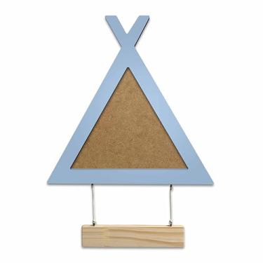 Imagem de Porta Maternidade Para Amigurumi Em Mdf Moldura Cabana Colorida e Plaquinha Cor:AZUL CANDY;Tamanho:20,5x23,7 cm