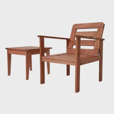 Imagem de Conjunto Poltrona e Mesinha de Centro Madeira Maciça