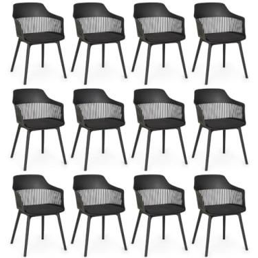 Imagem de Kit 12 Cadeiras de Jantar Estofada Marcela - Preto