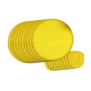 Imagem de YIJU 10 Peças de Ventilador Dobrável Ventilador Redondo Diâmetro 20 Cm Portátil Verão Clássico com Bolsa Disco Voador Portátil Dobrável para Desempenho, Amarelo
